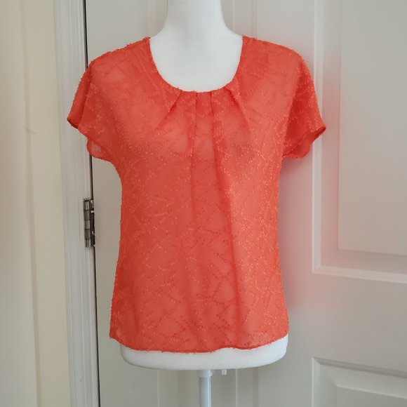 LOFT Tops - NWT Ann Taylor LOFT Sheer Orange Blouse Size XXSP